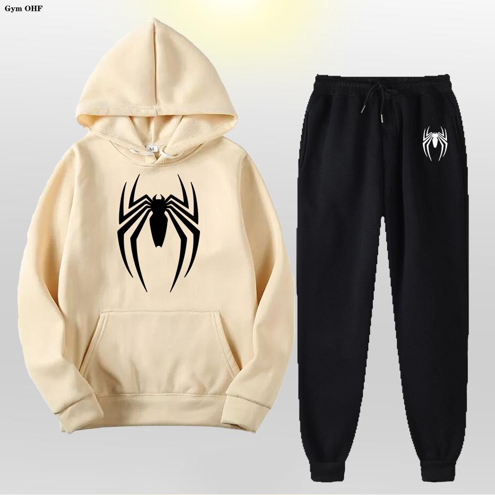 Women Men's Tracksuit Spider 2 Pieces Set Sweatshirt + Sweatpants Sportswear Hoody Casual Streetwear Men Clothing Hoodies Suit