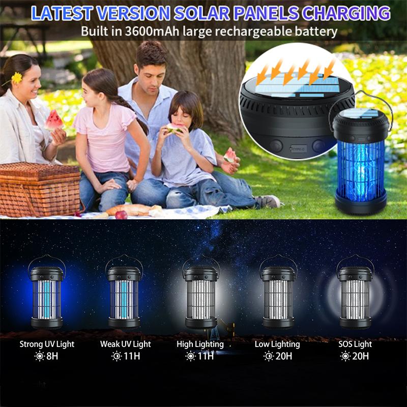 Nou ucigaș de insecte solar lampă capcană țânțari UVA multi-exterior portabil lumină de noapte lampă ucigaș de țânțari de grădină fără radiații