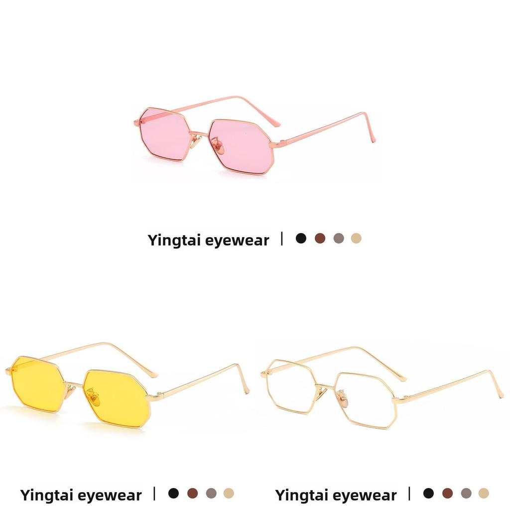 Geometric Metal Sunglasses With Colorful Ocean Lenses For Outdoor And Party Use