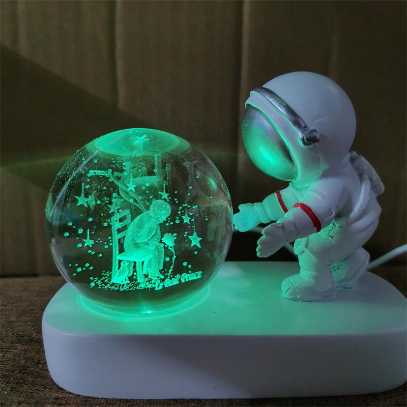 Astronaut Creativ 3D Minge de Cristal Led Lumină de noapte pentru Dormitor Copii Planetă Spațiu Lampă Sistem Solar USB Cadou de Crăciun pentru copii