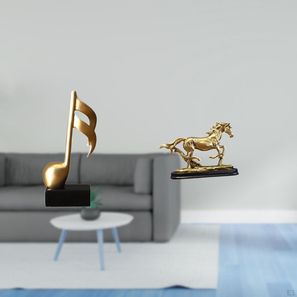 Creative Resin Music Note Horse Sculpture Figurine Artwork Tabletop Ornament Centerpiece for Desk