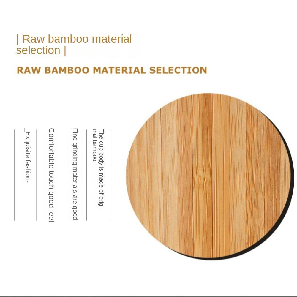 401-500ml Stainless Steel and Bamboo Travel Mug Portable Handle Office Cup Vacuum Coffee Cup
