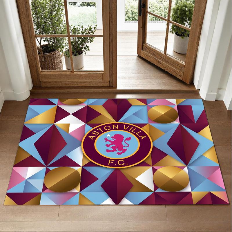 Aston Villa Football Design Crystal Velvet Rug Soft Decorative Mat for Bedroom Entrance