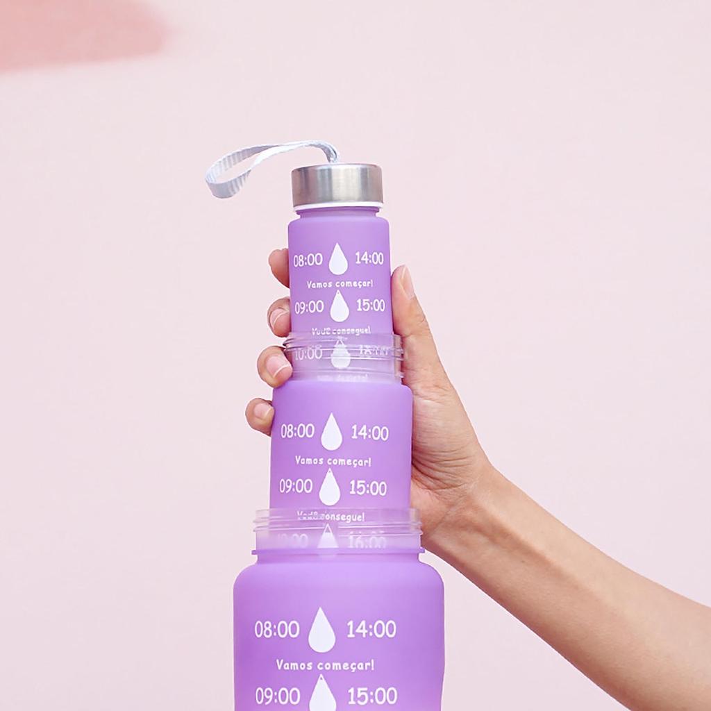 Set di 3 bicchieri di plastica sfumati, bottiglia d'acqua per sport di grande capacità, viaggi all'aperto, palestra, tazza portatile per studenti di fitness