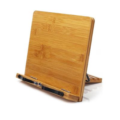 Adjustable Bamboo Book Stand Paper Clip Tray Portable Sturdy Lightweight Bookholder for Cookbook Reading Storage Holders Racks