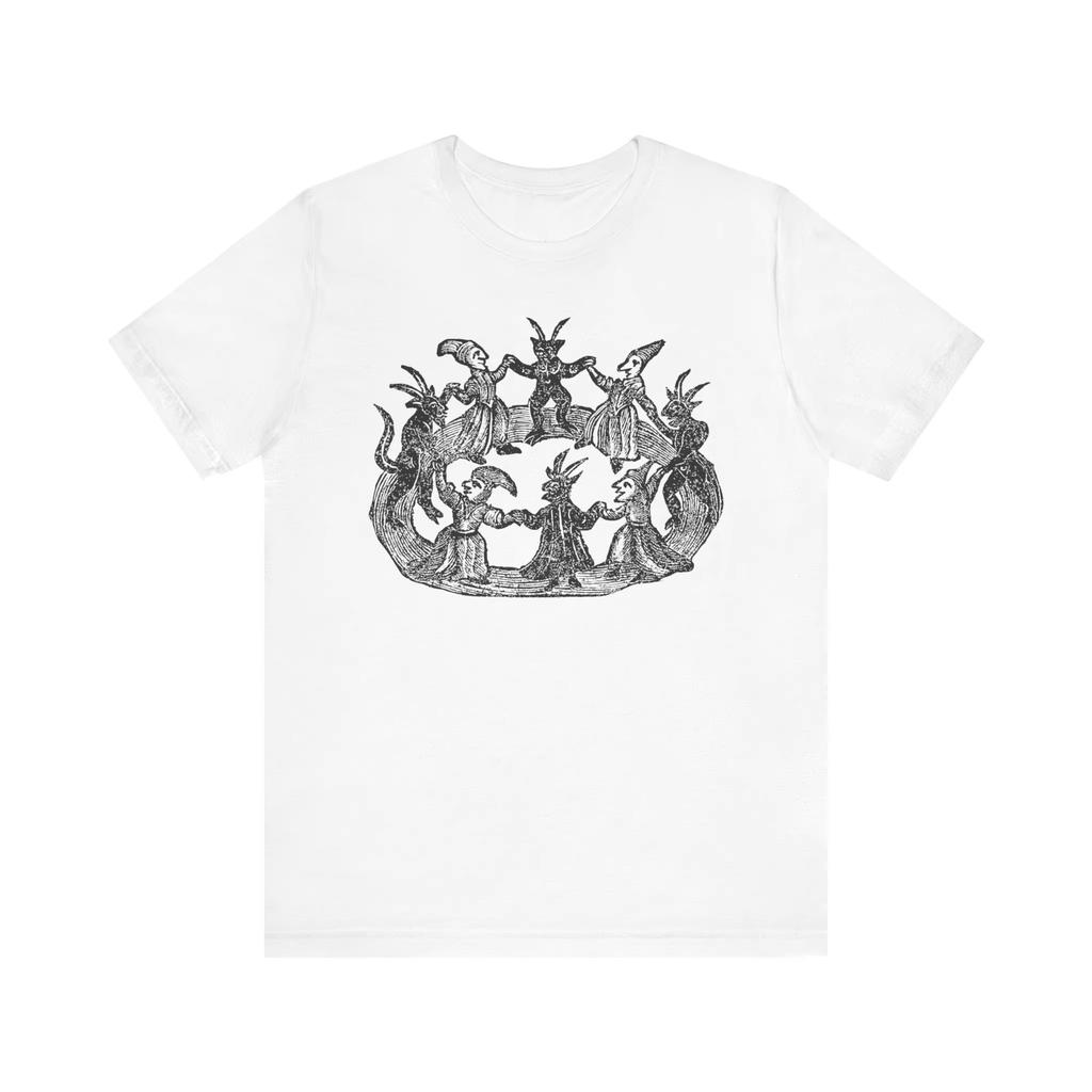 2025 Čarodějnice a kouzelníci II Vintage dřevorytové tričko Okultní umění Tričko Černá magie Čarodějnický spolek Čarodějnický dres Tričko s krátkým rukávem Top