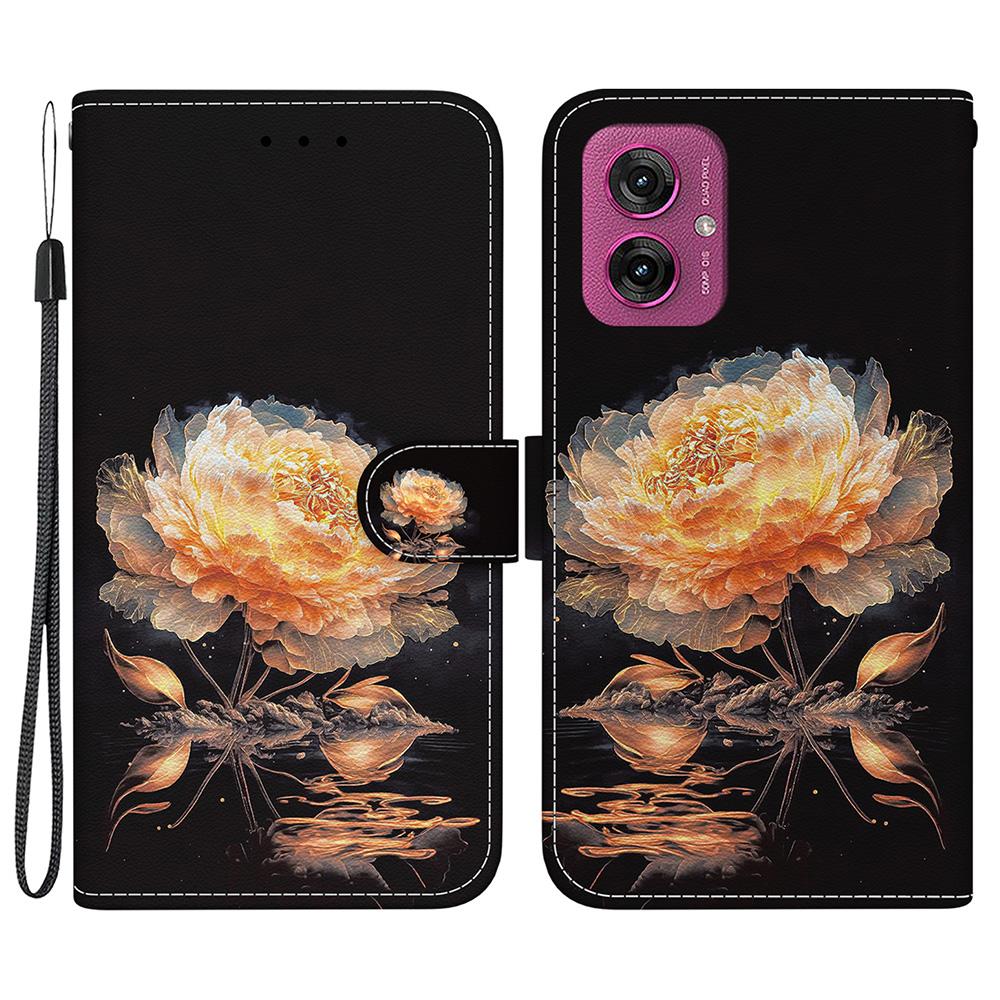 Etui portfelowe na telefon Motorola Moto G55 5G, Skórzane etui z klapką zapobiegające upadkom, Nadruk wzoru