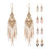 1 Paar Damenohrringe Quastenkette Glänzende Faux-Kristall Hängeohrringe für