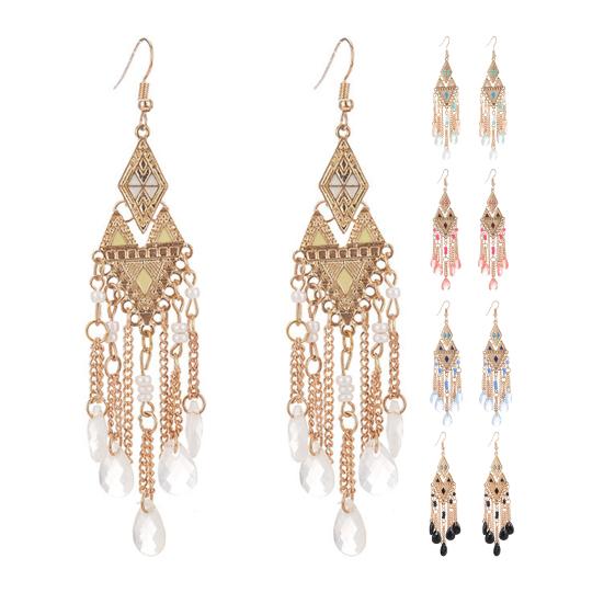 1 pereche cercei dama cu lanț cu ciucuri Cercei cu picătură de cristal artificial lucios pt