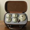 Ru Kiln Travel Tea Set One Pot Four Cups Retro Kung Fu Tea Set Ceramic Teapot Tea Cup Portable Outdoor Teaware Sets Leather Bag
