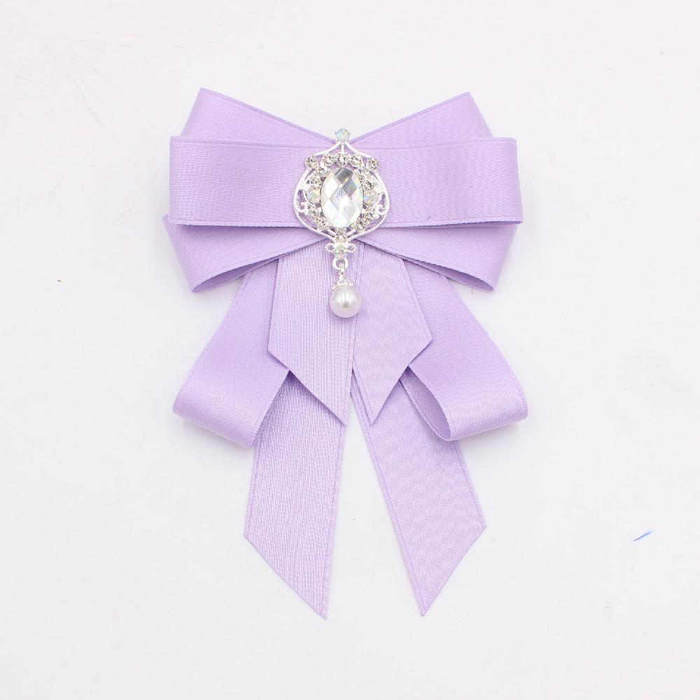 

Handmade Fashion Black Ribbon Bow Ties Rhinestone Crystal Fabric Cloth Luxury Wedding Dress British School Girl Gift For Women