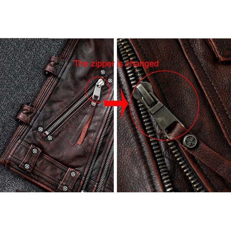 Čínská velikost Vintage hnědé motocyklové vesty Muži Přírodní hovězí kůže Bunda z pravé kůže Pánská jezdecká vesta bez rukávů Motorkářské bundy