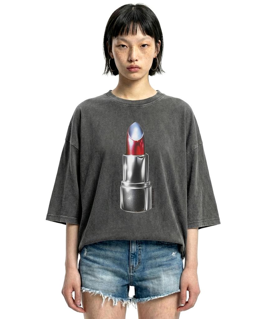REBRENNER Dtf Lipstick Pigment Short Sleeve T-Shirt Blue