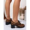 British Style Mid-heel Professional Single Shoe Women's 2025 Autumn New Lace-up Leopard Print Plus-size Retro Leather Shoes