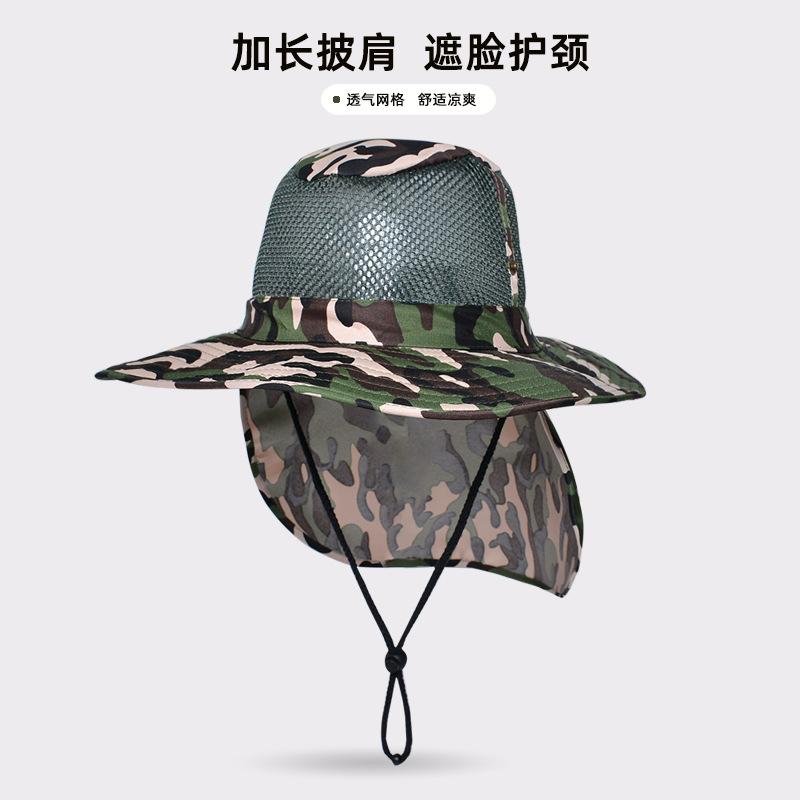 9227 new outdoor mountaineering fishing hat summer men's sunscreen visor hat big brim shawl bucket hat