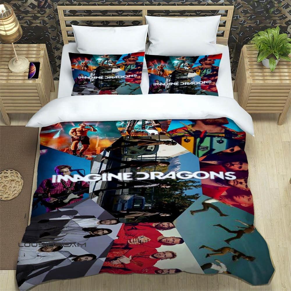 Rockband Imagine Dragons Bettwäsche-Sets, exquisites Bettzubehör-Set, Bettbezug, Bettdeckenset, Bettwäscheset, luxuriöses Geburtstagsgeschenk