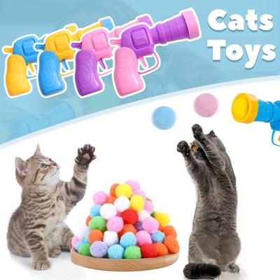 Cat Ball Ejector, 100Pcs Cat Toy Balls And 1Pc Cat Ball Ejector, Silent Plush Elastic Cat Ball Toy, Interactive Cat Toys For Indoor Cats Toys