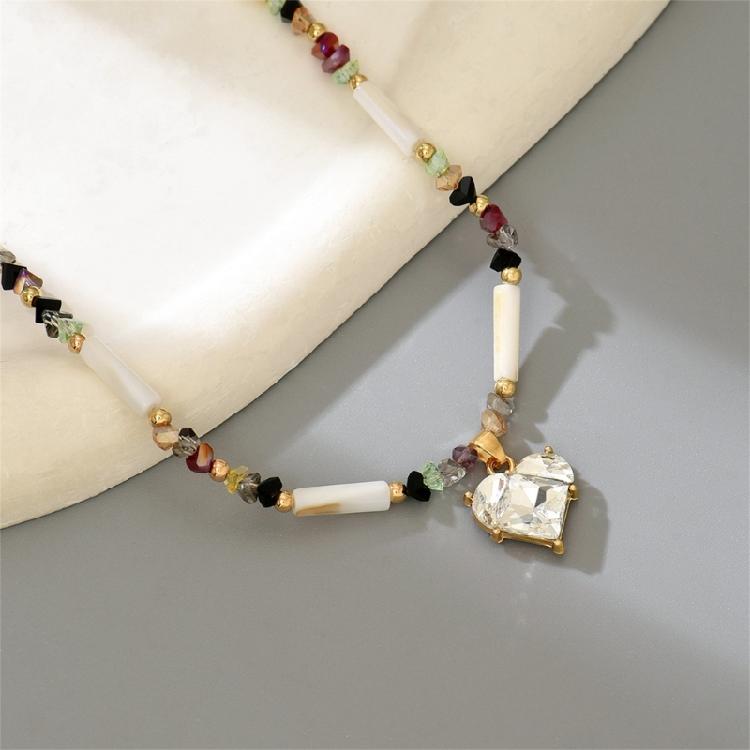 Stylish Irregular Pearls Chain Jewelry Adjustable Collarbone Necklace Heart Charm For Party Vacation Accessories