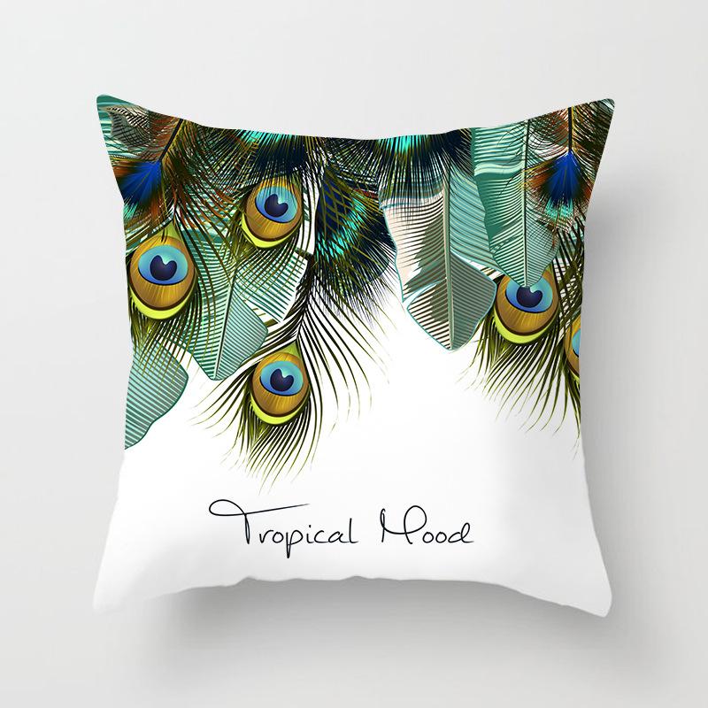 New Chinese Style Classical Peacock Feather Pattern Pillowcase Car Bedroom Living Room Cushion New Chinese Style
