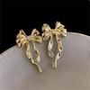 Golden Bow Statement Earrings Trendsetting  Stud Ear Accessories