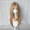 Flax Gold Synthetic Wig with Bangs Long Straight Hair High-Layered Lolita Wigs for Women's Daily Cosplay Wig Heat Resistant