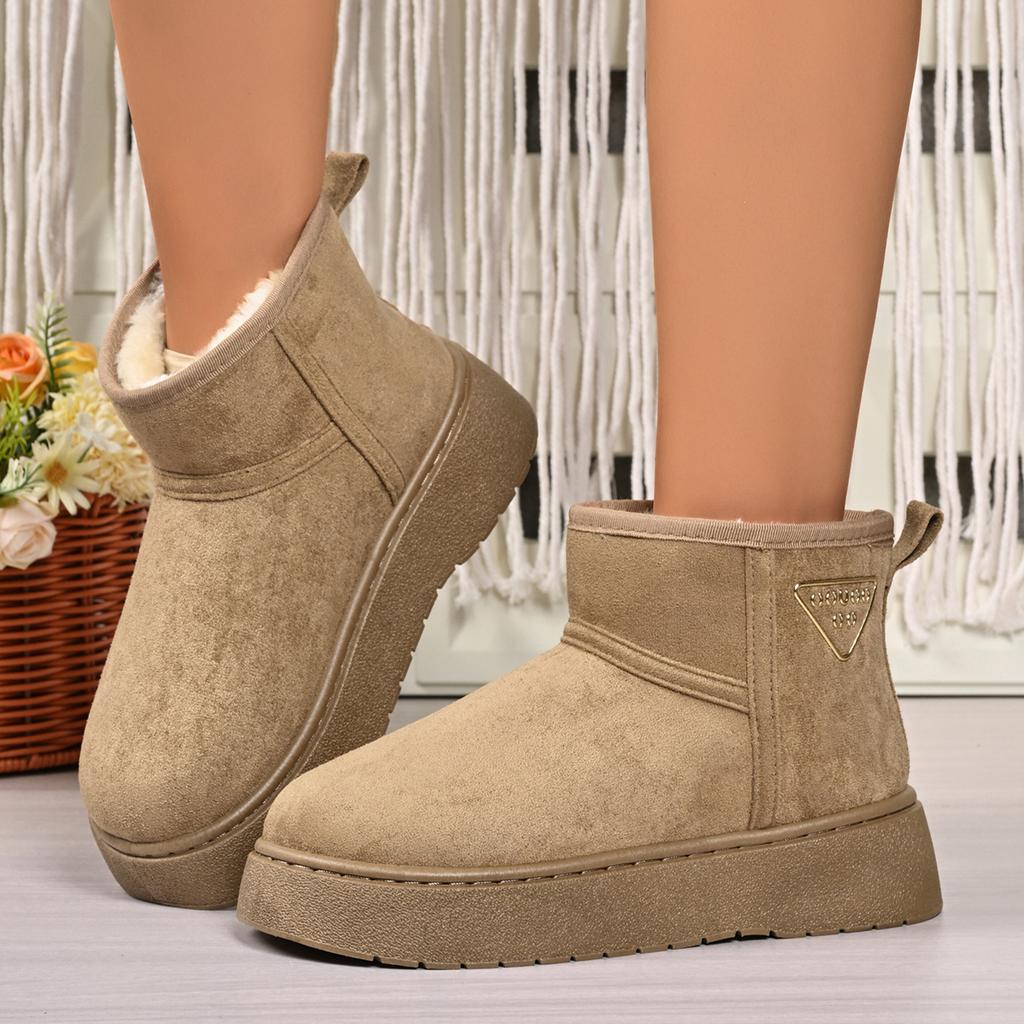 Fashion Warm Plush Brown Non Slip Snow Boots with Platform Women 2025 Winter Soft Thick Bottom Ankle Boots Fluffy Fur Woman's Shoes