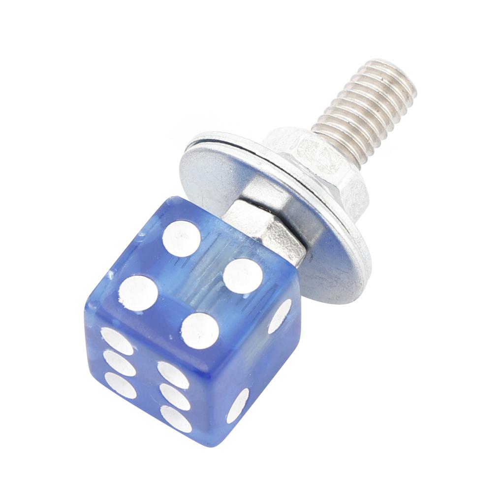 2x Custom DICE License Plate Bolt Screw Blue Plastic Motorcycle Chopper Bobber