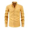 Fashionable Men's Shirt Waves Striped Long-sleeved Shirt Casual Loose and Versatile Button Splicing Top