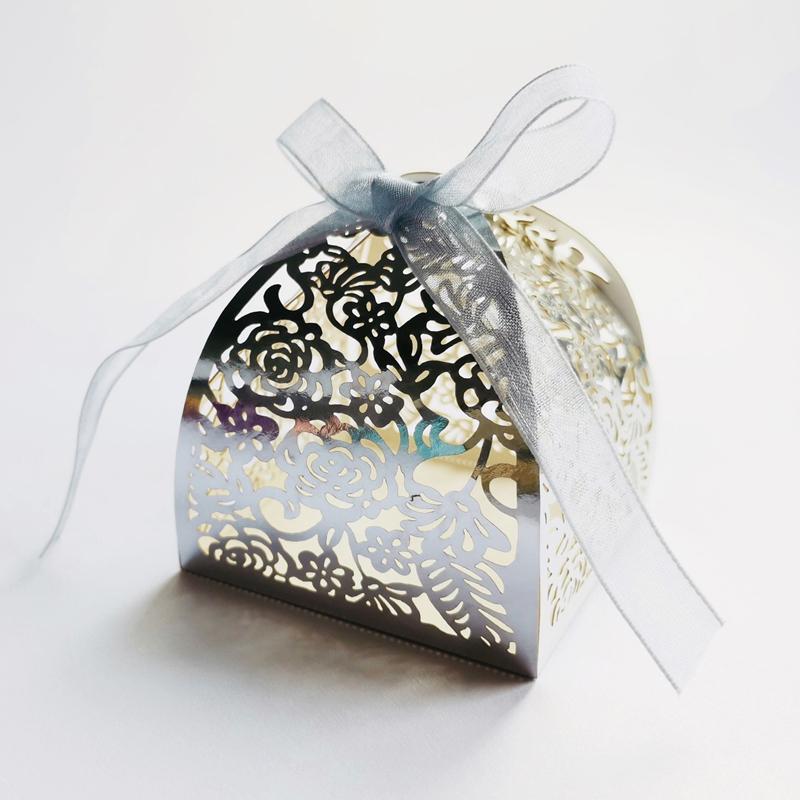 25/50/100pcs Laser Hollow Cut Wedding Candy Boxes with Thank You Tag Valentine's Day Gift Chocolate Packaging Box Party Favors