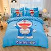 Doraemon Mechanical Cat Cartoon Style Pure Cotton Material Bed Three-piece Set Student Dormitory Dirty-Resistant Bedding