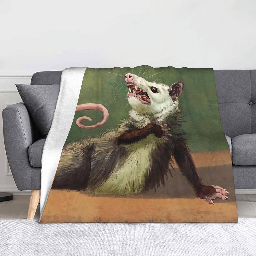Starry Night Opossum Van Gogh Possum Funny Rodent Blankets Breathable Soft Throw Blanket for Bed Outdoor Plush Thin Quilt