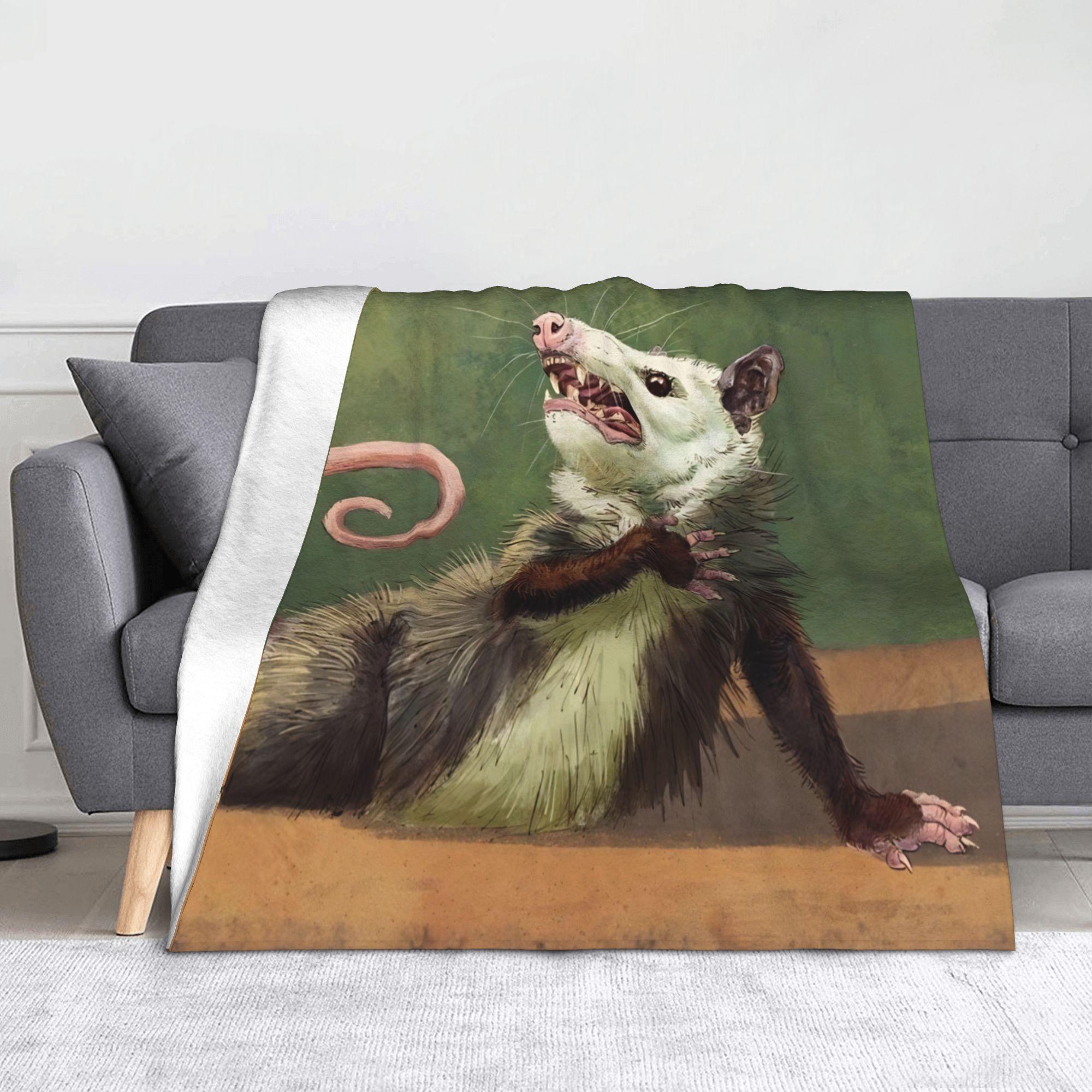 Trashy Screaming Opossum Possum Scream Blanket Flannel Printed Multifunction Soft Throw Blanket for Home Outdoor Bedspreads 100x150cm
