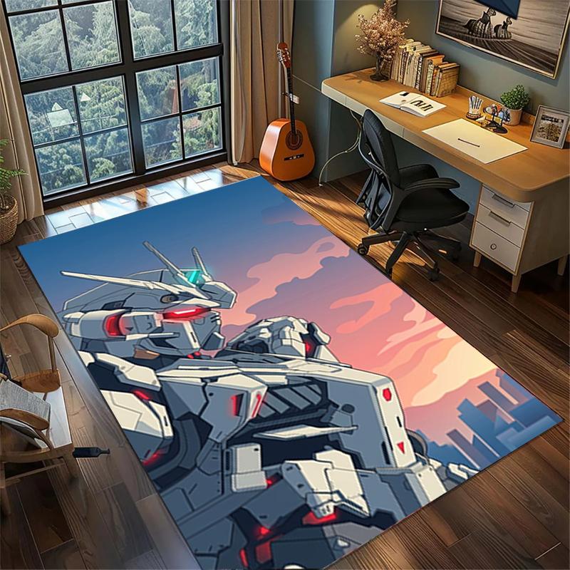 Gundam Bedroom Rug Large Area Non Slip Washable Carpet Gamer Room Decor