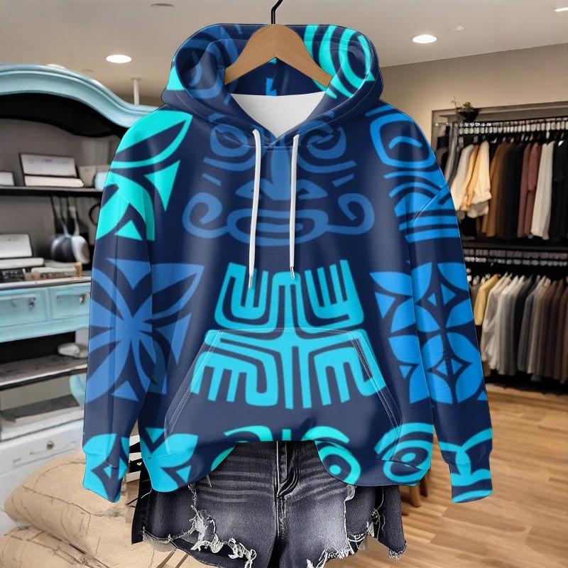 Womens Oversized Hooded Long Sleeve Sweatshirt With Floral Plaid Print Comfortable Breathable Casual Top