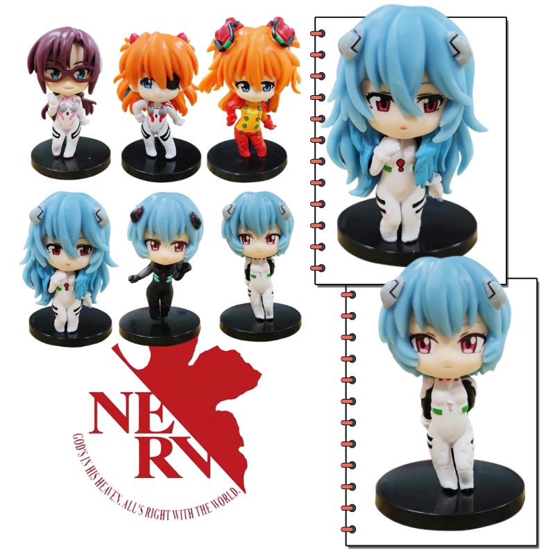 In Stock for 6pcs Anime EVA Asuka Ayanami Rei 9.5cm Set Model Toys Desktop Decorative Toys Collect Gifts