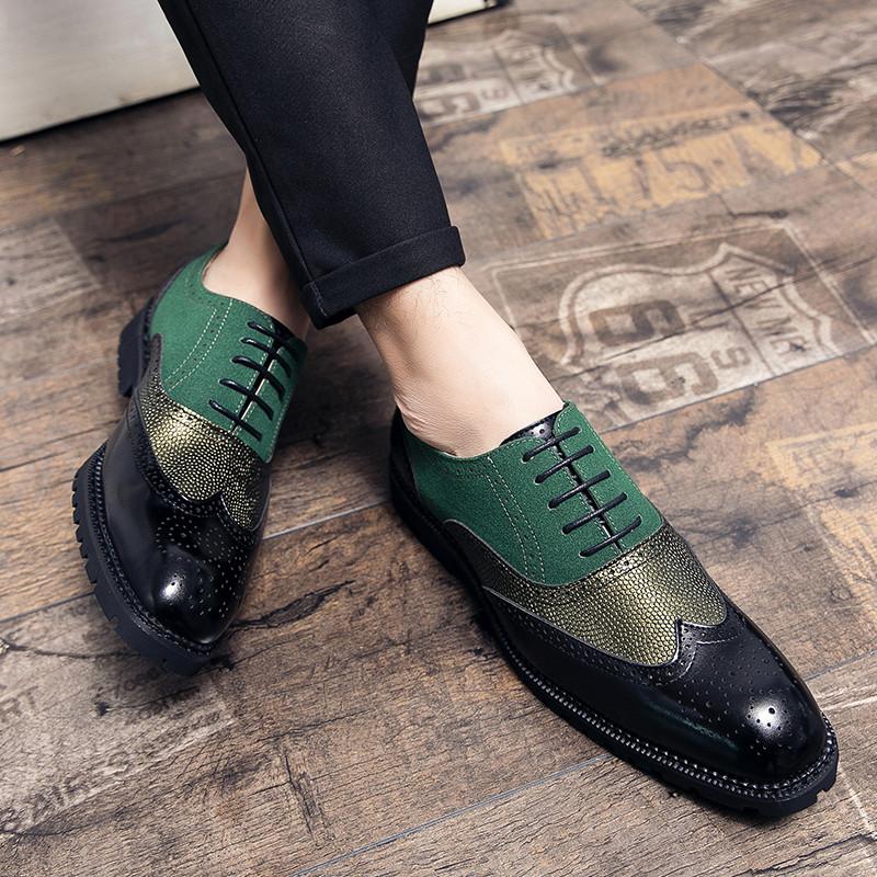 British Style Fashion Orange Men'S Brogue Shoes Large Size 47 Pointed Leather Shoes Casual Men Low-Heel Formal Shoes For Men