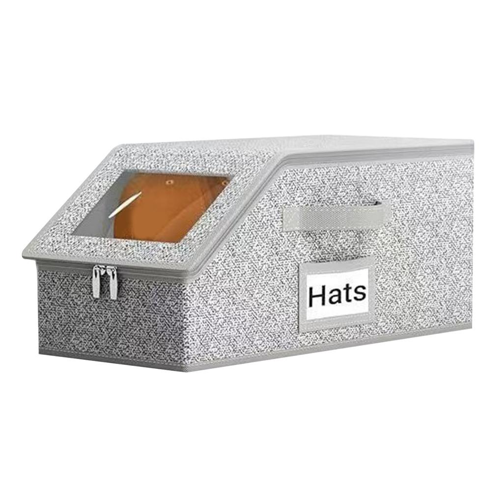 Caps Organiser Box With Transparent Front Panel Zippered Lid Space Saving Storage Solution For Baseball Hats Accessories