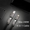 Cabo USB Tipo C para USB C 4-EM-1 240W PD Carregador Rápido Fio Para iPhone 16 Pro Max 15 iPad Xiaomi Samsung Tablet 1M Cabo de Dados