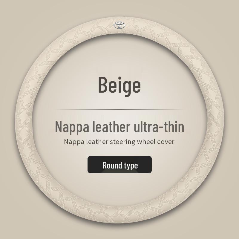 Toyota Nappa Leather Texture Steering Wheel Cover, 3D Non-slip, Sweat-absorbent, Wear-resistant, Ultra-thin Design.