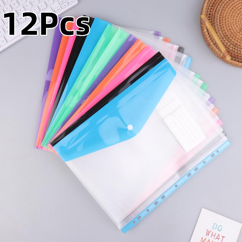 6/12 Packs A4 Expandable Folders Plastic Envelopes Binder Folders ,Binder Pocket Organizer Folders, For School Office Home