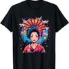 Geisha Kimono Geisha Girl Sakura Cherry Blossom T-Shirt(1)