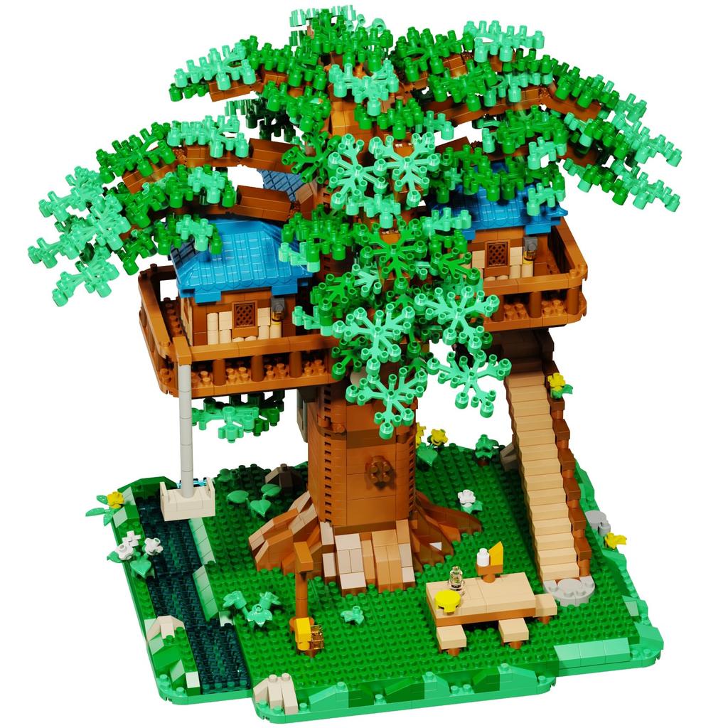 LULUFUN Baumhaus Mini Block Spielzeug Dschungel Baumhaus Baumwipfel Puzzle Kleines Haus Block Baumhaus Bausatz Mädchen Kinder Erwachsene Feier Neujahr