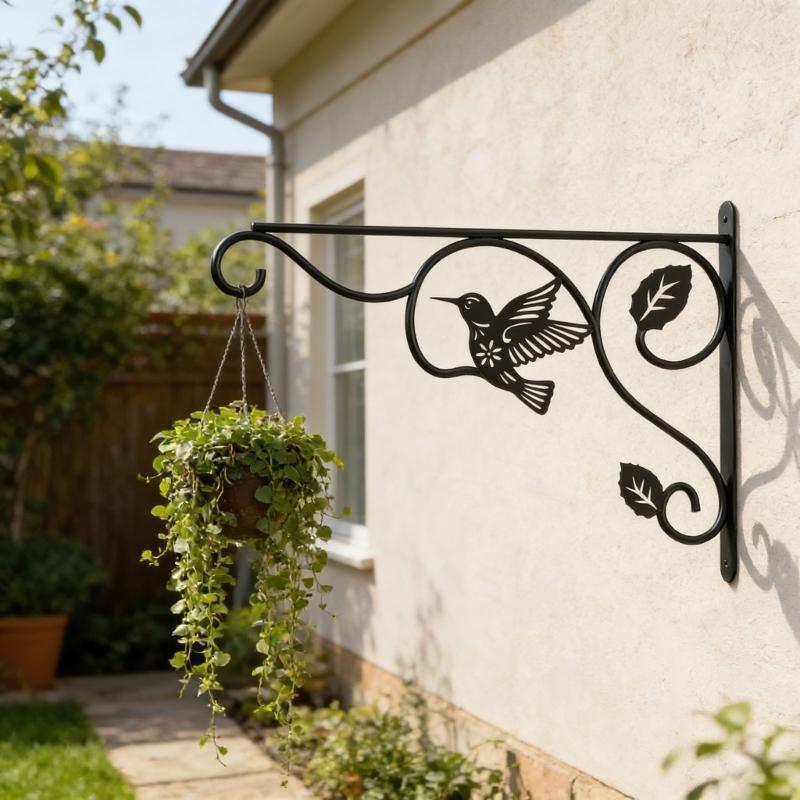 2 Pack Iron Plant Hangers Hook with Bird Pattern for Outdoor Indoor Hanging Plant Flower Pot Bird Feeder Wind Chime