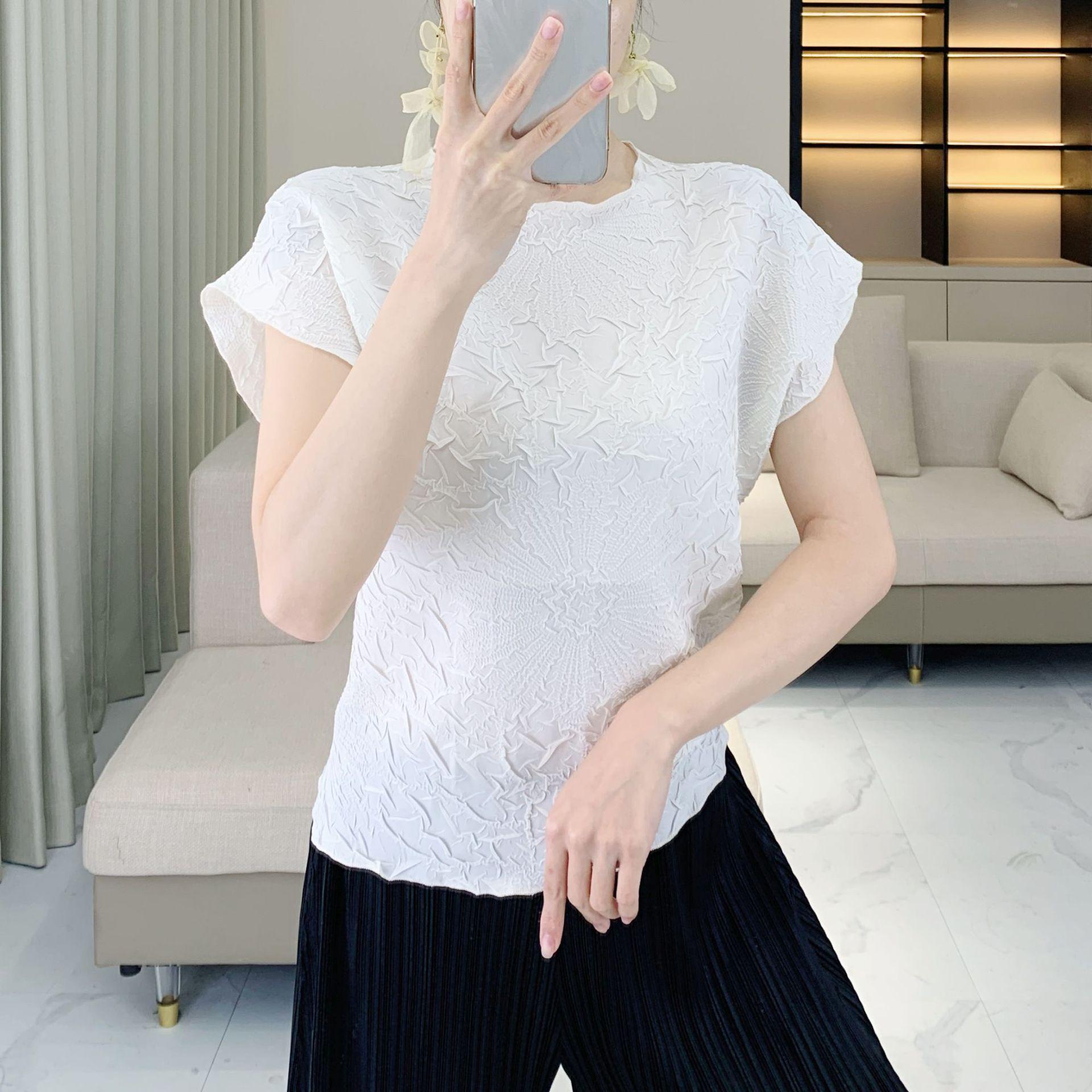 

2025 Embroidery Ruched Puff Sleeve Women s Casual Summer Top - Original Design One Size [45-75 kg] белый