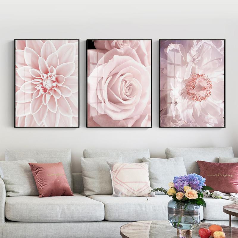 Scandinavian Pink Flower Cherry Blossom Rose Peony Nordic Posters And Prints Wall Art Canvas Painting Wall Pictures For Living Room