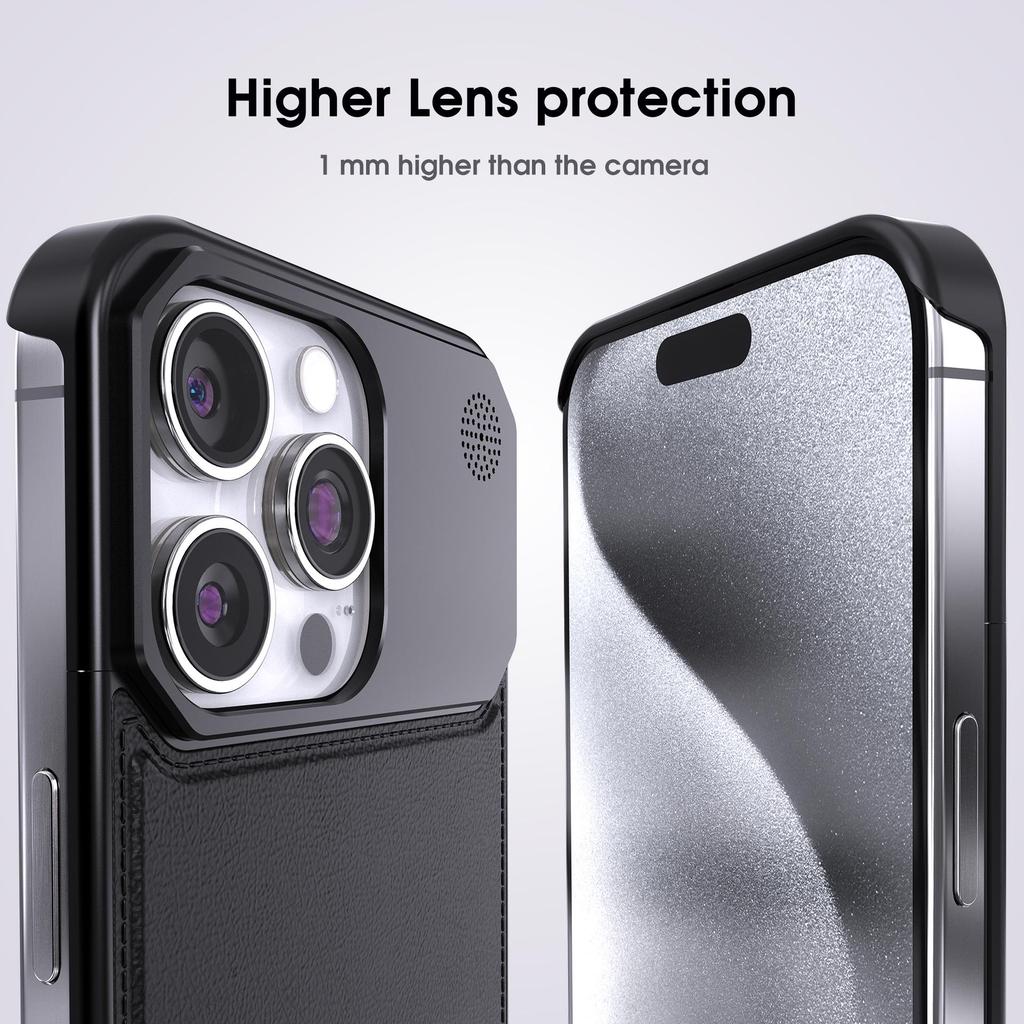 Leather & Aluminum Aromatherapy Phone Case for iPhone 15 Pro Max/iPhone 16