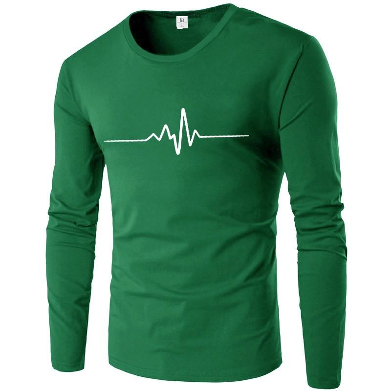 Men's Print T Shirt Long Sleeve Sweatshirt Round Neck Inner Thin Base Layer Top For Spring And Autumn Male Clothing
