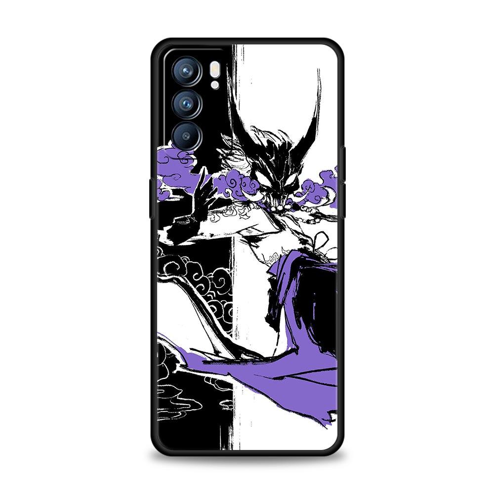 Genshin impact svart og hvitt Deksel For OPPO Find X5 A54 A53 A52 A9 2020 A16 A15 A95 A76 A74 A12 Reno7 SE Reno6 Pro+ 5G Deksel