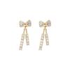 Sterling Silver Bow Gardenia Stud Earrings - Light Luxury Korean Style