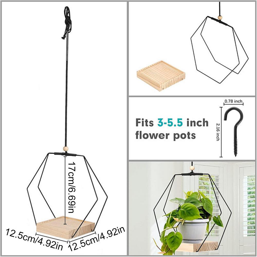 Indoor Plant Hanger Hanging Plant Pot Hanger With Wood Base Boho Macrame Hang Plant Holder For Indoor Plants Planter For Wall